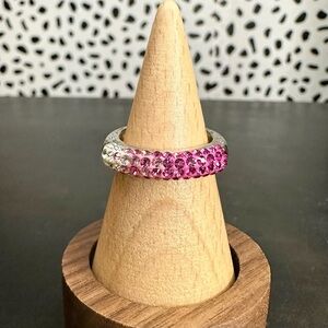 Sterling Silver Cubic Zirconia Ombre Pink White Band Ring Size 6 925 Thailand